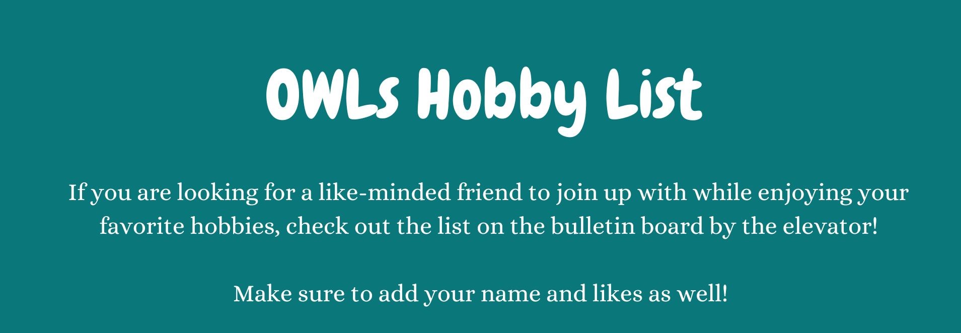 OWLs Hobby List 2